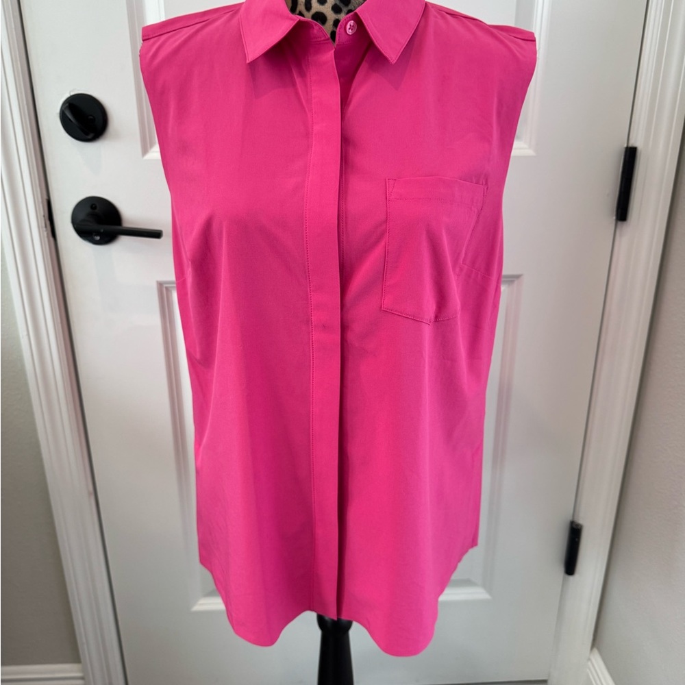 Athleta Sleeveless Pink Button-Up Top